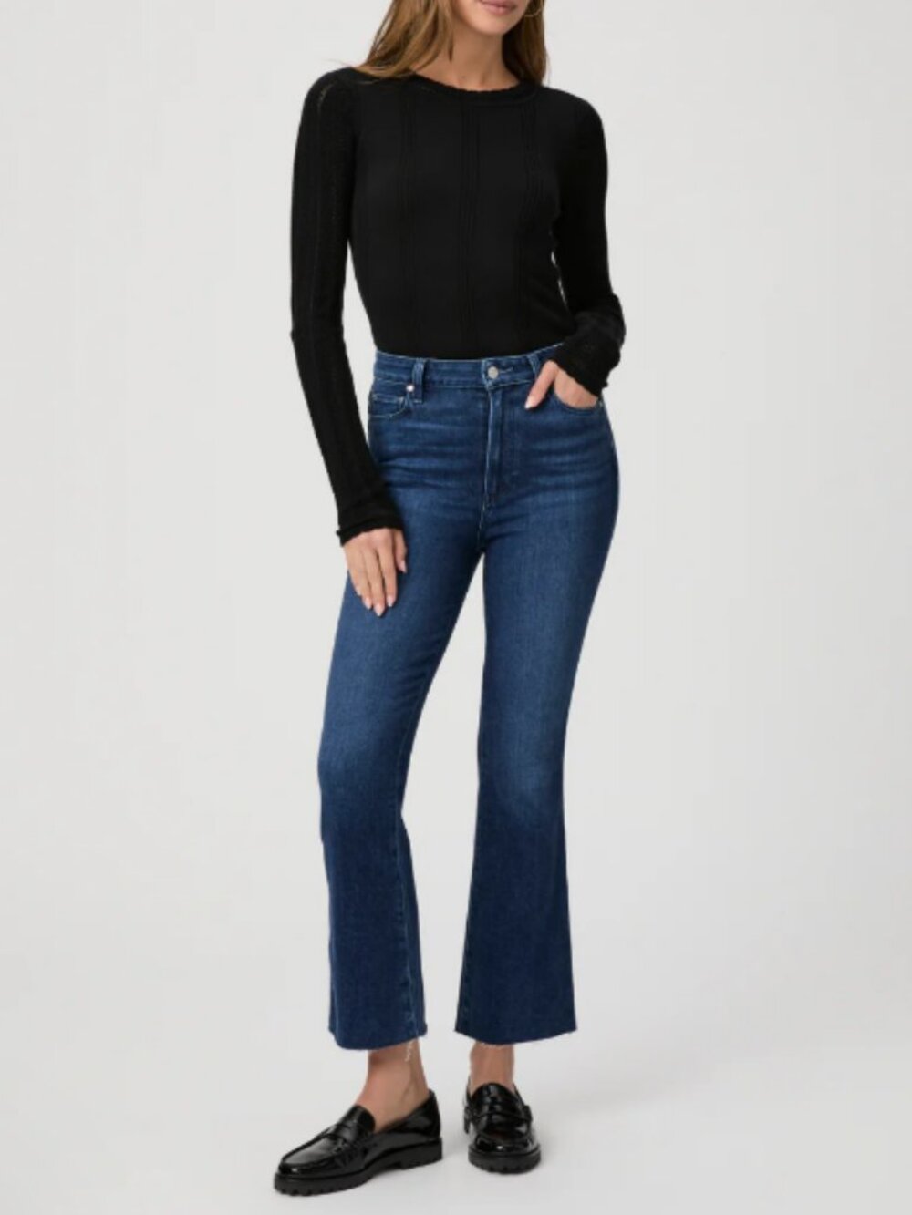 PAIGE Claudine High Rise Crop Kick Flare Jeans Dark Wash 27